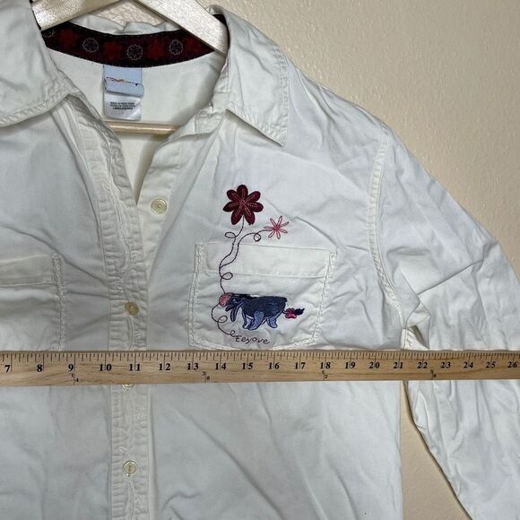Disney Vintagr Button-Up Shirt Womens Large Eeyore Embroidered Long sleeve - Picture 8 of 9
